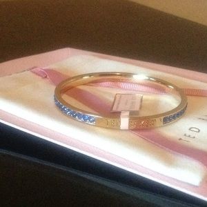 Gold Clem Narrow Blue Crystal Bangle (Ted Baker)